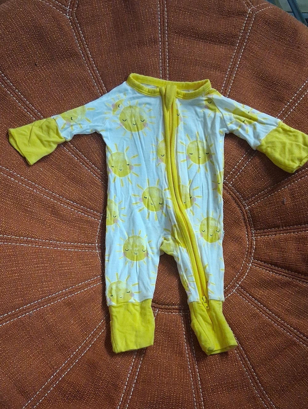 Little Sleepies White and Yellow Sun Print Footie